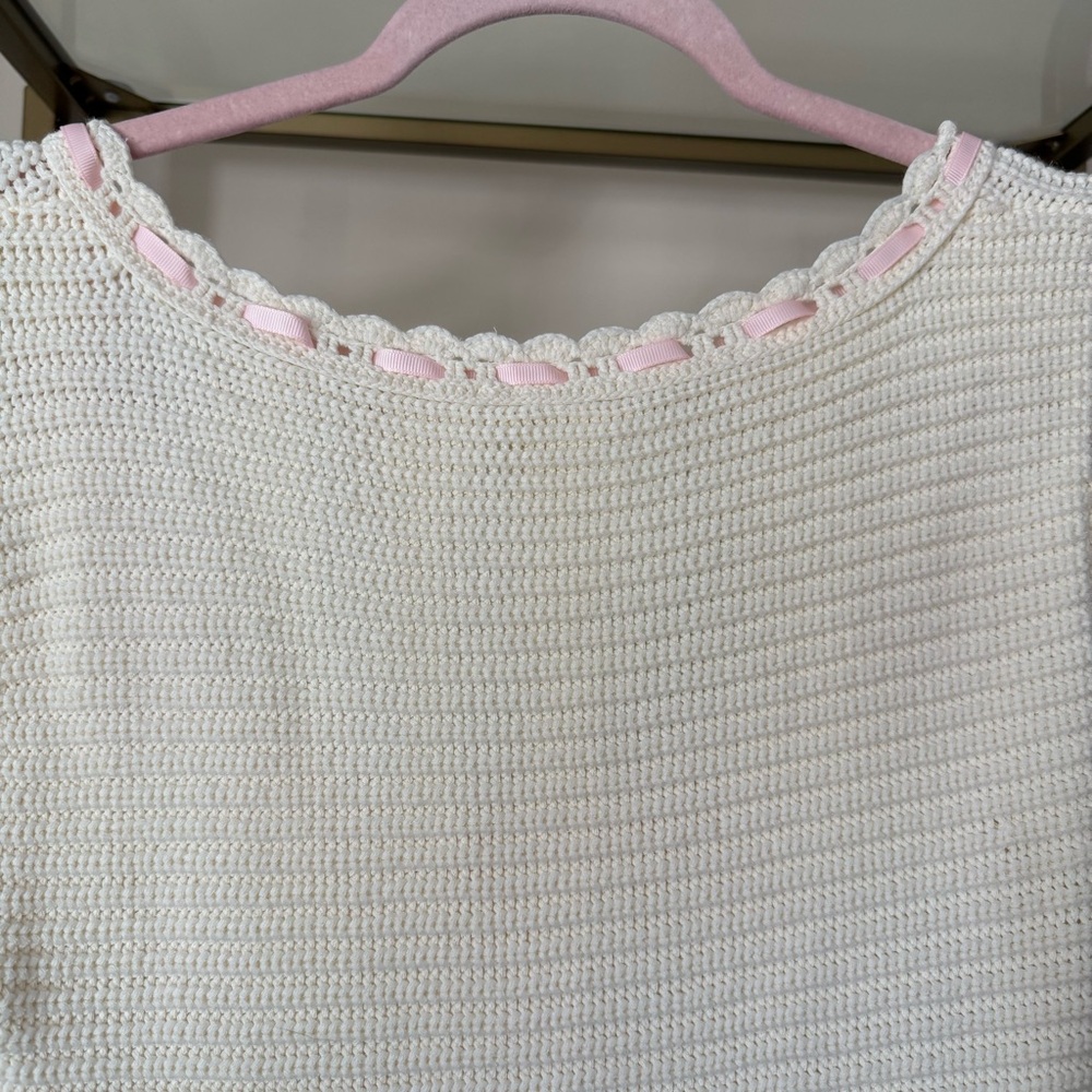 🆕Cream For Love And Lemons Olina Crochet Mini Dress Sz Medium - Picture 6 of 10